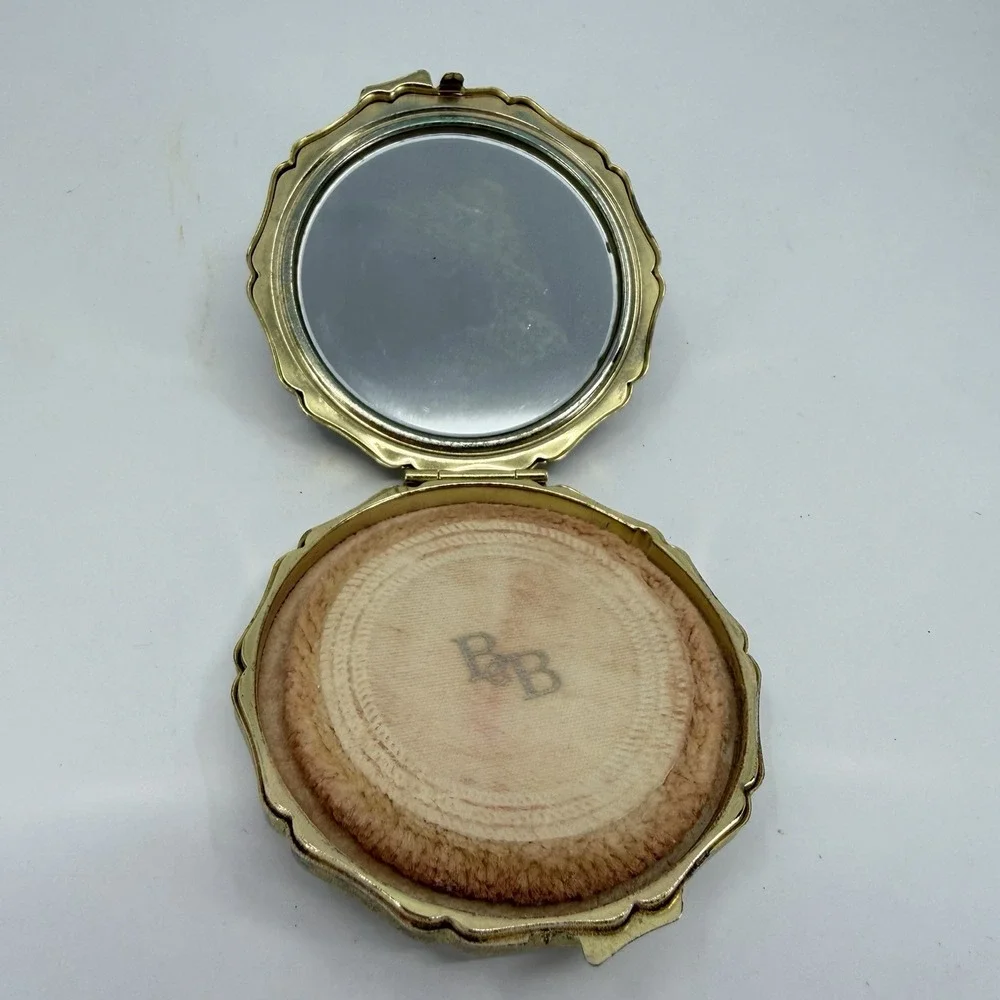 Vintage Japanese Satsuma Style Peacock Porcelain‎ Makeup Powder Compact Mirror